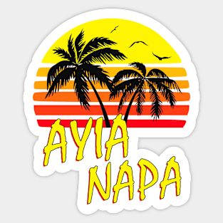 Ayia Napa Cyprus Retro Sunset Sticker